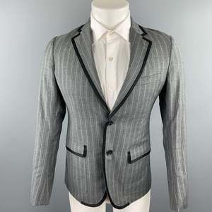 BAND OF OUTSIDERS Grey Stripe Wool Notch Lapel Sport Coat